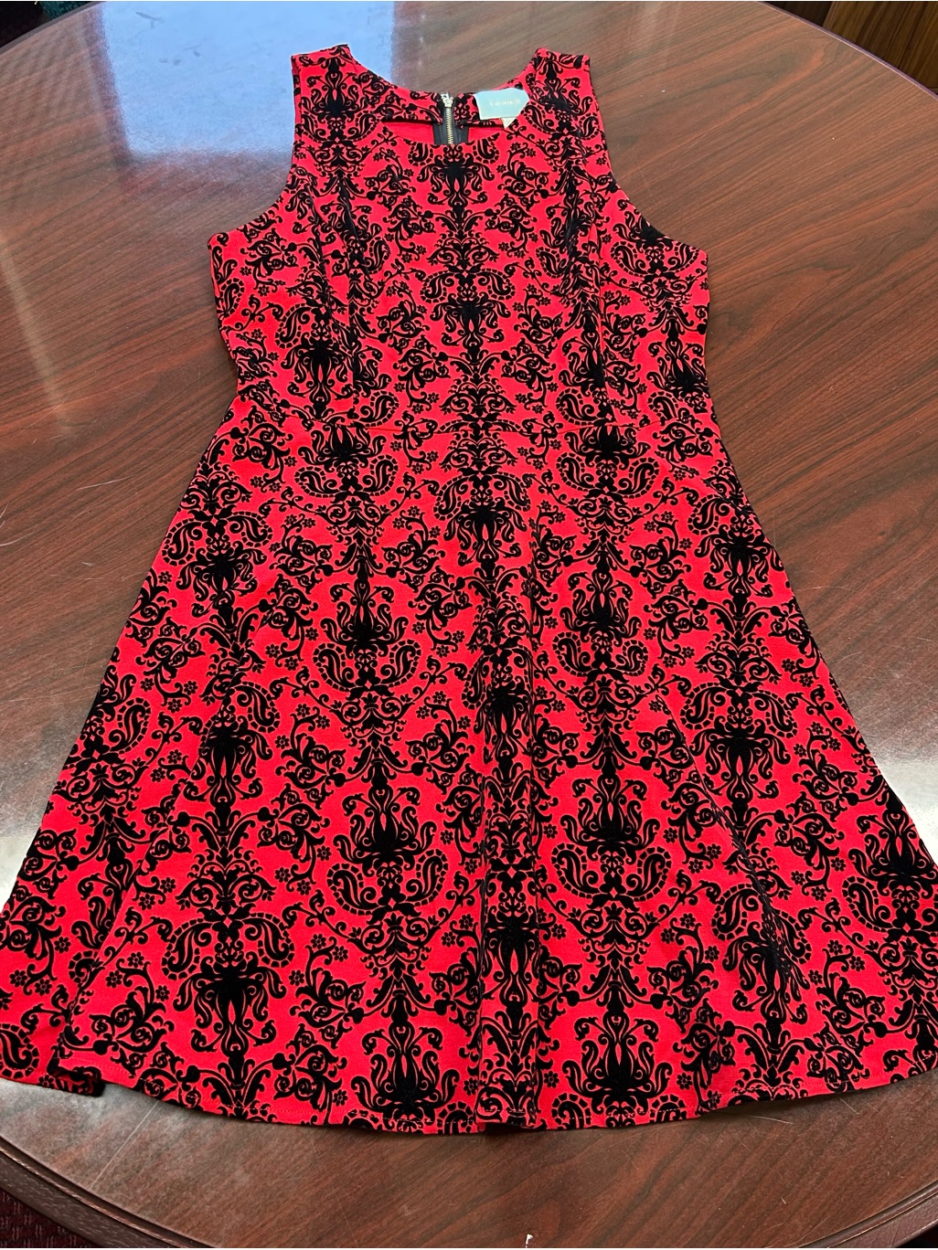 Skies Are Blue Red And Black Sleeveless Dress